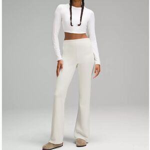 NWT Lululemon Womens Brushed Softstreme Rib‎ Zip Flare 32.5 Bone Size 14